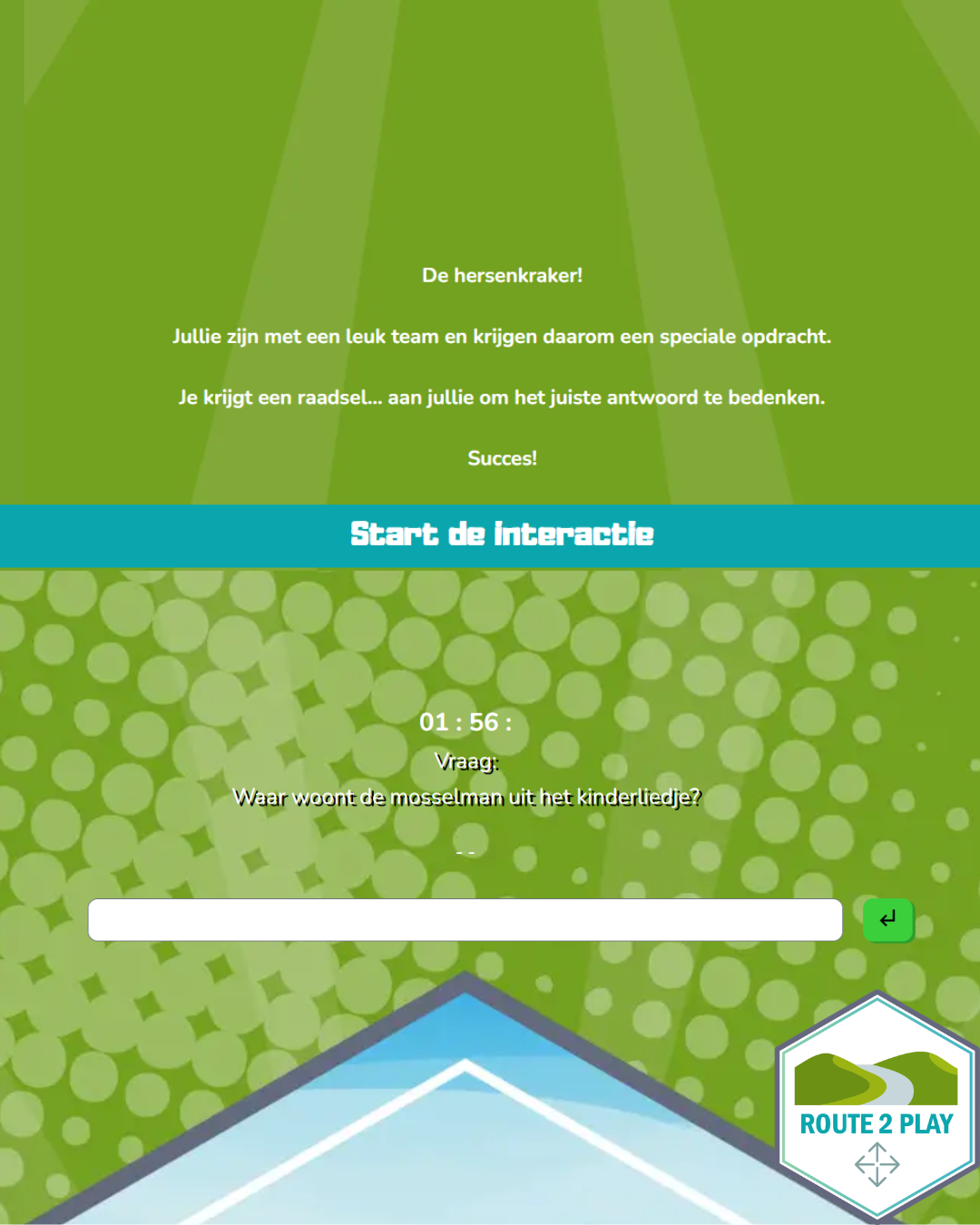 Voorbeeld van vraag bij Route2play